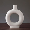 Florero Minimalista Circular Dokemz De Ceramica Blanco 23cm 0