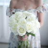 12 Rosas De Seda Artificiales Con Tallo Largo - White 5