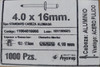 Remache Pop Aluminio 4x16  Argenrap  -  100 Unidades 4
