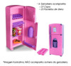 Geladeira Duplex Cozinha Infantil Rosa 3 Peças Para Crianças 4