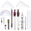Kit 13 Herramientas De Geometria Compas Transportador Marron 2
