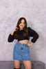 Mini Saia Jeans Com Brilho Tendência Moda Juvenil Feminina 3