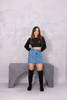 Mini Saia Jeans Com Brilho Tendência Moda Juvenil Feminina 4