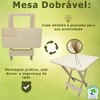 Mesa Dobrável Madeira Maciça Cru Restaurante Jardim 70x70 5