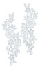 4x Par De Apliques De Renda Floral Branca Bordada Para 1