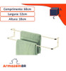 Kit Suporte Porta Toalha Duplo Toalheiro De Parede Dourado 3