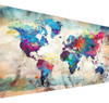 Pintura Por Diamantes Redondos Mapa Mundi 80x40 0