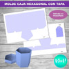 Kit Imprimible Molde Caja Hexagonal Con Tapa 1