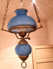 Antiguo Quinque En Opalina Celeste Muy Decorativo Sano Anda 3