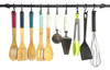 Barral 60 Cm Negro Para Accesorios De Cocina Y 10 Ganchos 0