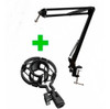 Suporte Pedestal Braço Articulado P/microfone + Aranha Shock 1