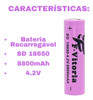Kit 6 Bateria18650 Li-ion  8800mh 3.7v Lanterna Tática Led 3
