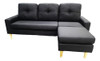 Sofá Negro 3 Cuerpos Con Chaise + 2 Posa Vasos 0