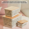 4x Cesto 20l Organizador Ou Grid Bege Com Tampa De Bambu 3 4x Cesto 20l Organizador Ou Grid Bege Com Tampa De Bambu 3