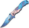 Cuchillo Plegable Azul Mango Tallado 2