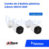 Combo X2 Camaras Dahua Bullet B1a21 Hdcvi 2mp Plástica 2.8mm 3
