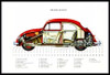 Combi Vw Interior Volkswagen Autos - Poster Lámina 45x30 Cm. 1