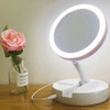 Espejo Redondo Luz Led Para Maquillaje Plegable Aumento Usb 6