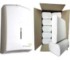 Dispenser Toalla Intercalada Mano + 10 Packs De 250 Blancas 0