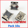 Conector Ficha Usb Mini Hembra Tipo B 5 Pines Placa Pack 10 3
