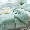 Aikasy Sea Green Fringe Queen Comforter Set - 3 Piezas, Micr 4