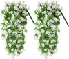 2 Plantas Colgantes De Orquideas Artificiales Blancas 0