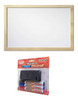 Pizarra Blanca Marco Madera 50x70 Cm + Borrador Y Marcadores 0