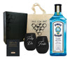 Regalo Box Gin Bombay + 2 Vasos Negros Grabados Kit Estuche 0