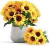 4 Racimos De Girasoles Artificiales Con Tallo 32cm 0