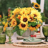 4 Racimos De Girasoles Artificiales Con Tallo 32cm 4