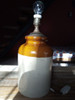 Antigua Lámpara Con Base Tarro De Gres. 1