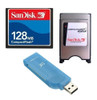 Combo Memoria Cf 128mb Sandisk + Adaptador + Lector 0