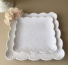 Bandeja De Porcelana Cuadrada Volados  Blanco Mesa Dulce 1