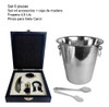 Set 3 Piezas Accesorios Vino Frapera Pinza Hielo Regalo Bz3 1
