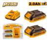 Set De 2 Baterias 20v 2.0 Amp + 1 Carg. Ingco Fbcpk1222 Mara 1