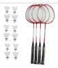 Kit Badminton 4 Raquetes + 12 Petecas C/ Bolsa Kit Completo 0