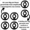 Kit Anilhas 1kg 6un Halter Com Barra 40cm Academia Treino 1