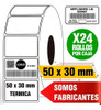 Rollo De Etiqueta Termica 50 X 30 Mm X 24 Unidades 0