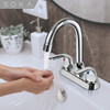 Grifo Baño Dos Asas Fregadero Arco Alto Acero Inoxidable Pla 1