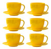 Kit 10 Xícaras De Chá Acrílica E 10 Pires Acrílico Amarela 0