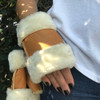 Guantes Sin Dedos De Cuero Para Mujer Corderito Natural 0