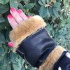 Guantes Sin Dedos De Cuero Para Mujer Corderito Natural 1