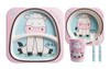 Set De Platos, Vaso Y Cubiertos Infantil Bambu X 5 Unidades 0