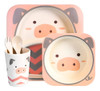 Set De Platos, Vaso Y Cubiertos Infantil Bambu X 5 Unidades 2