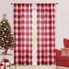 Amzdecor Cortinas A Cuadros Rojos Con Textura De Lino, Panel 0