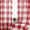 Amzdecor Cortinas A Cuadros Rojos Con Textura De Lino, Panel 1