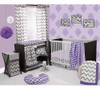 Bacati Ikat Lila/puntos Grises/leopardo 4 Juego De Cuna Con 3