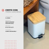 Cesto Tarro Tacho Papelera A Pedal Blanca Tapa Madera 3 Lts 6