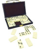 Domino Tradicional  28 Fichas Grandes En Valija De Cuerina 0
