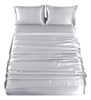 Sfoothome Silver Satin Bed Sheet Set , Satén Sábanas Queen S 0